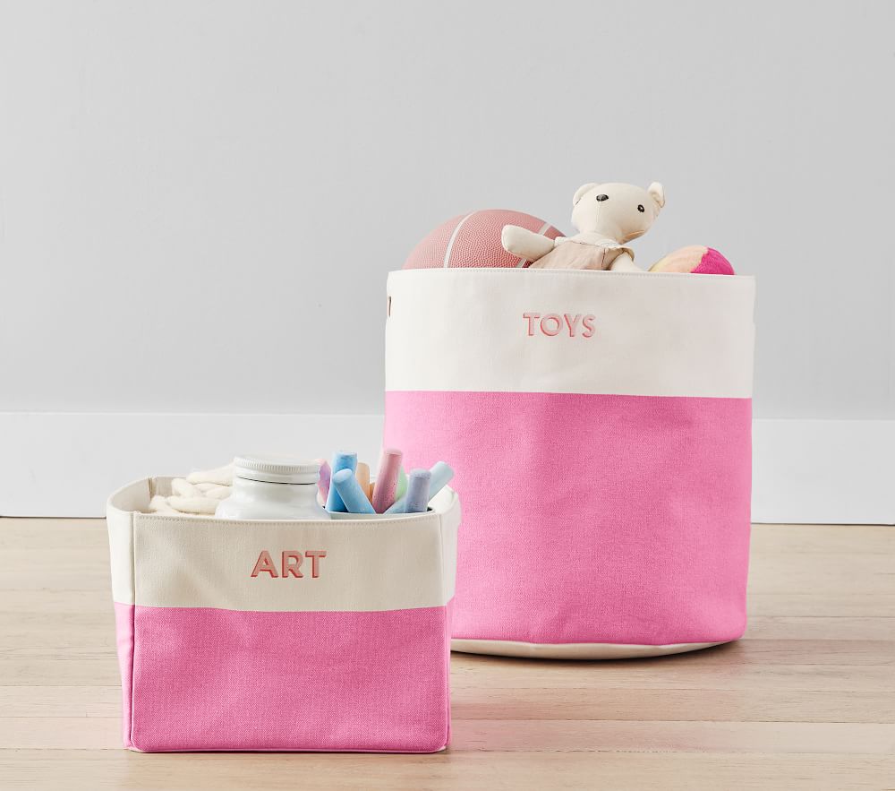 Pink Colourblock Canvas Storage